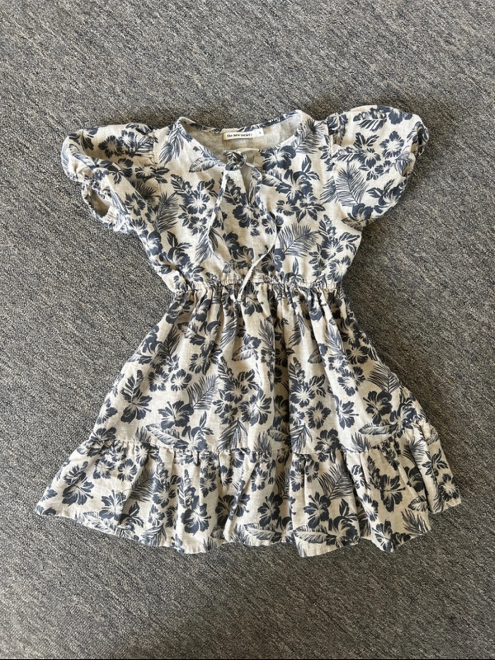 Navy and Cream Hibiscuses The New Society Dress